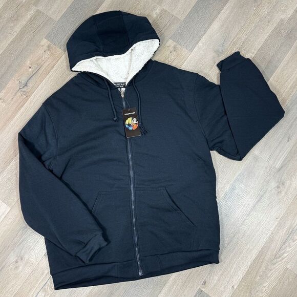 Forecast Fleece Sherpa Lined Full Zip Hoodie Jacket Blue Large - Picture 11 of 11